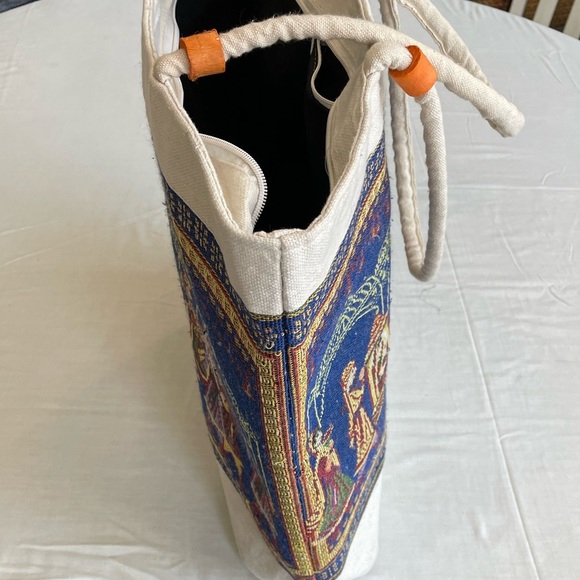 Indian needle point shoulder tote, unique piece - Picture 5 of 7